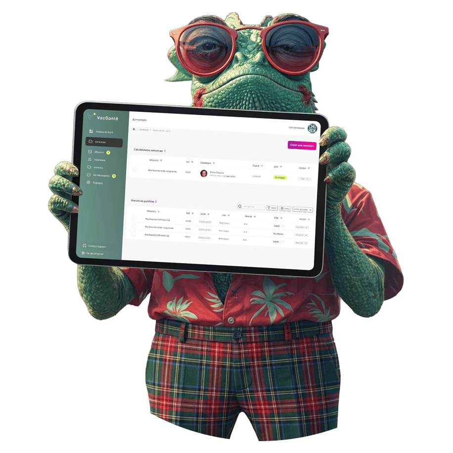Mascotte VacSanté avec tablette